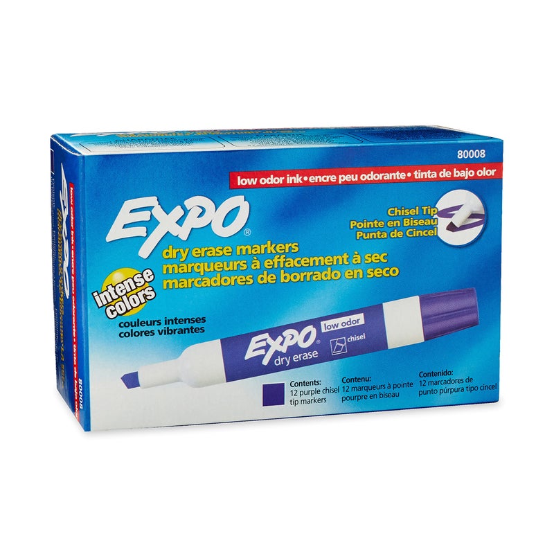 EXPO 80008 Low-Odor Dry Erase Markers, Chisel Tip, Purple, 12-Count - Image 1